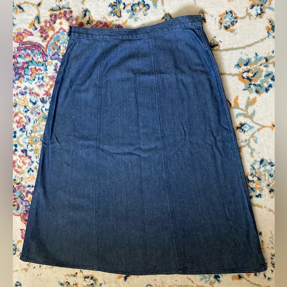 L.L. Bean Jean Skirt Blue a line long 12P classic fit - Picture 6 of 6